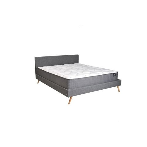 Lit Fjord 160x200 Tissu + 1 Sommier + 1 Matelas Carlton / Gris Foncé