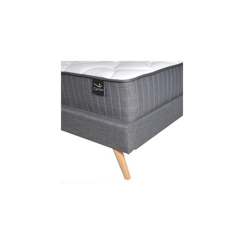 Lit Borea 160x200 Tissu + 1 Sommier + 1 Matelas Ressort Carlton / Gris Foncé