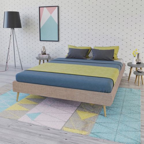 Lit 140x190 Sommier Inclus Borea Beige