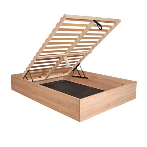 Lit Coffre Bilbao 160x200 Cm + Sommier / Décor Chêne Blanchi