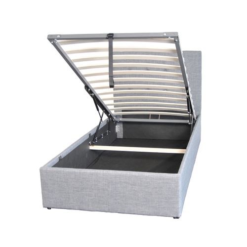 Lit Coffre 90x190 Sommier Inclus Mily Gris Foncé