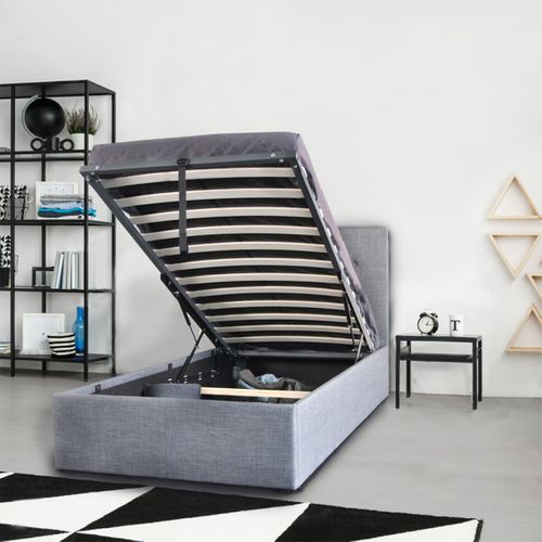 Lit Coffre 90x190 Sommier Inclus Mily Gris Foncé