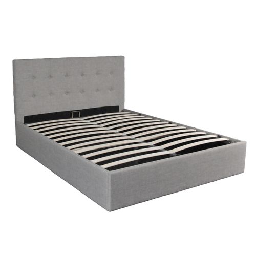 Lit Coffre 140x190 Sommier Inclus Mily Gris Clair
