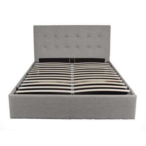 Lit Coffre 140x190 Sommier Inclus Mily Gris Clair