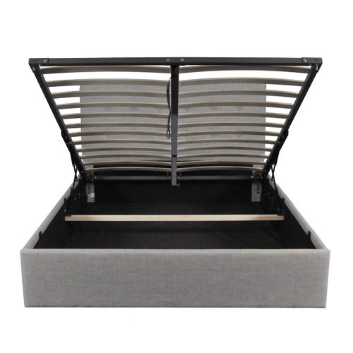 Lit Coffre 140x190 Sommier Inclus Mily Gris Clair