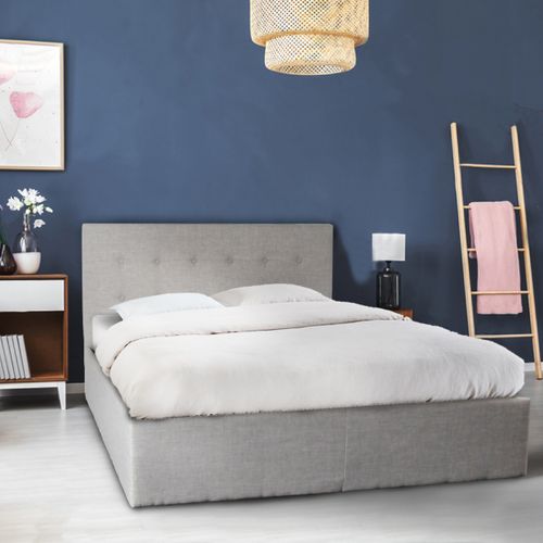 Lit Coffre 140x190 Sommier Inclus Mily Gris Clair