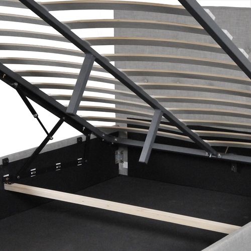 Lit Coffre 140x190 Sommier Inclus Mily Gris Clair