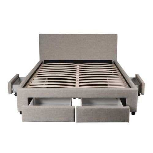 Lit 160x200 Sommier Inclus Et 4 Tiroirs Côme Girs Clair