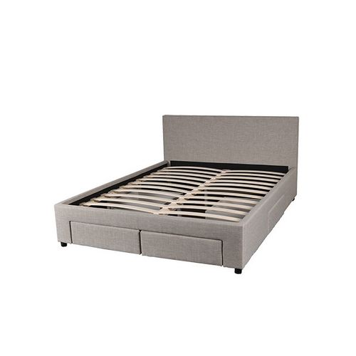 Lit 160x200 Sommier Inclus Et 4 Tiroirs Côme Girs Clair