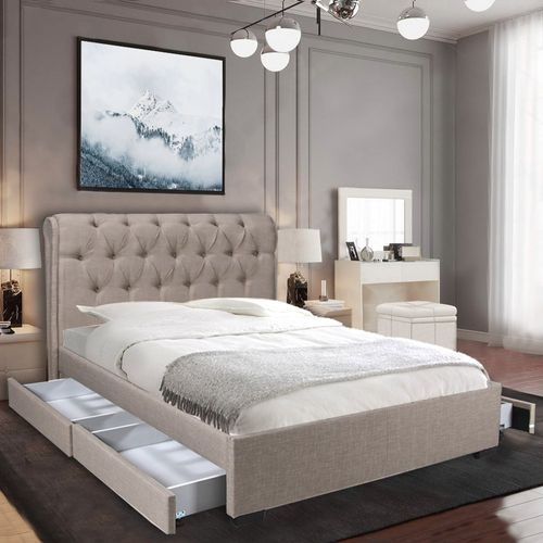 Lit Chelsea 160x200  + 4 Tiroirs + Sommier / Beige