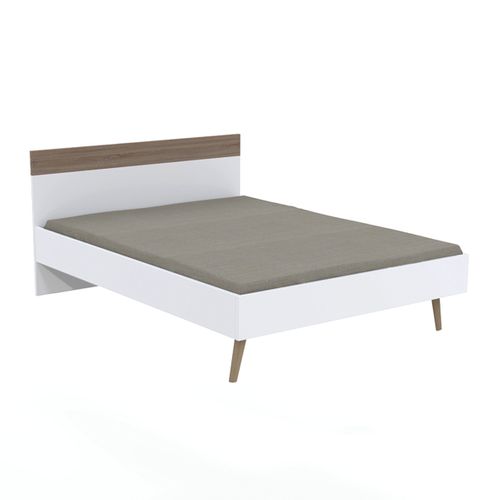 Lit 140x190 Alaric Blanc Et Naturel Blanchi