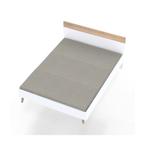 Lit 140x190 Alaric Blanc Et Naturel Blanchi