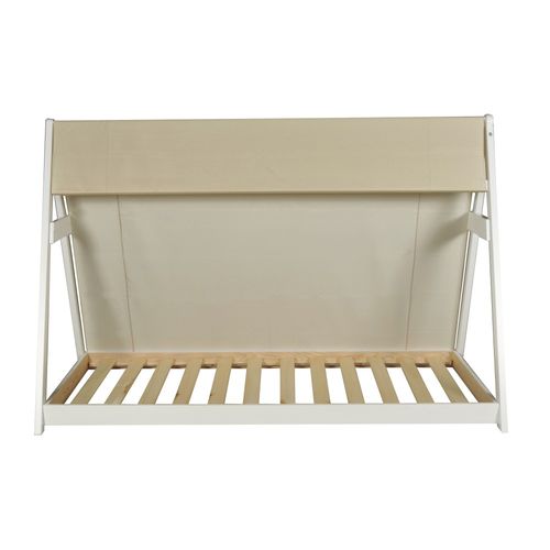 Lit Cabane Tipi 90x190 + 1 Toile + 1 Sommier / Blanc