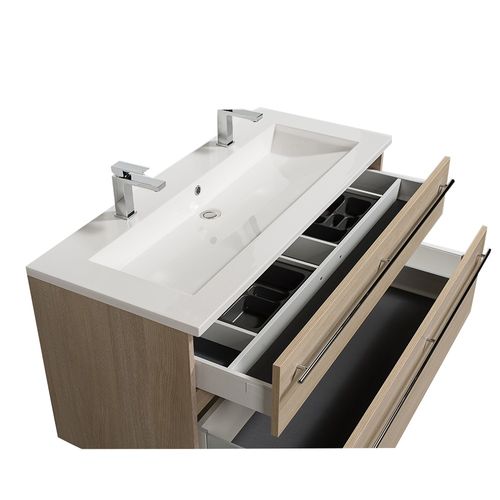 Meuble Sous-vasque 120 cm + Vasque + Miroir + Éclairage Maia / Chêne Naturel