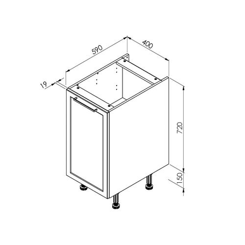 Meuble Bas De Cuisine 1 Porte - Frost 40cm / Blanc et Bleu Nuit
