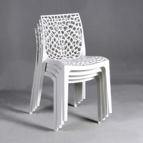 Lot De 4 Chaises Empilables Tela / Blanc