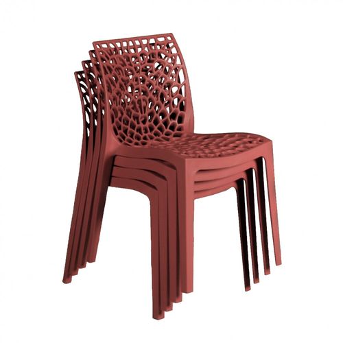Lot De 4 Chaises Empilables Tela / Rouge