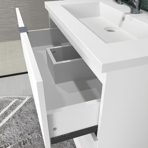 Meuble Sous-vasque 2 Tiroirs Malaga 80 Cm + Vasque + Miroir / Blanc