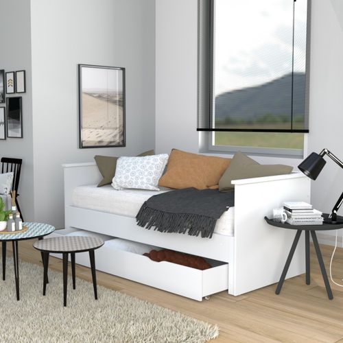 Banquette Extensible Mona 80x200 Cm + 2 Sommiers + 1 Tiroir / Blanc