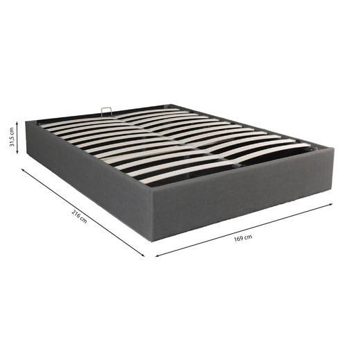 Lit Coffre Genoa 160x200 + 1 Sommier / Gris Foncé