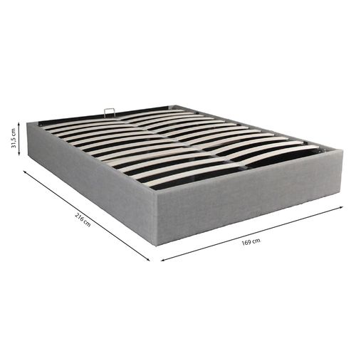Lit Coffre Genoa 160x200 + 1 Sommier / Gris Clair