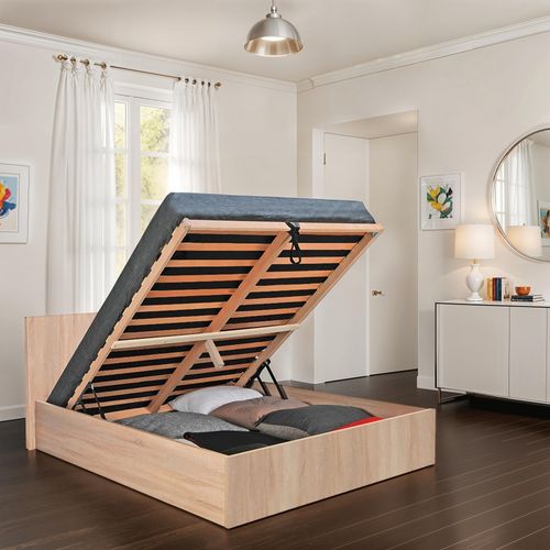 Lit Coffre Madrid 180x200 + 1 Sommier / Décor Chêne Blanchi