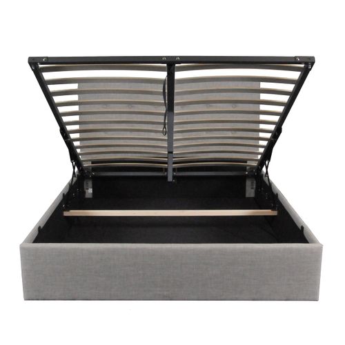 Lit Coffre 160x200 Sommier Inclus Mily Gris Clair