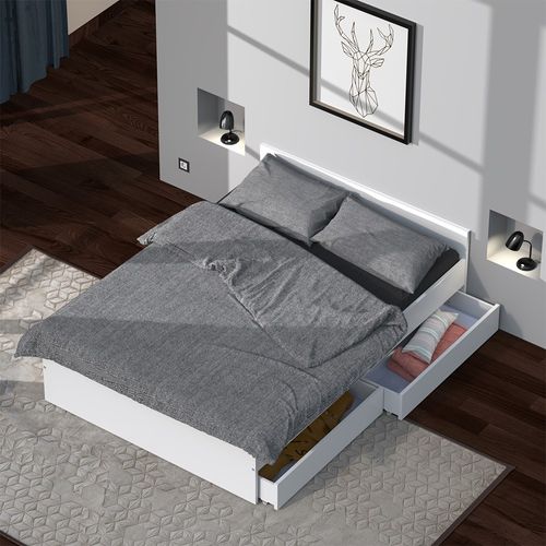 Lit Kappa 160x200 Cm + 2 Tiroirs / Blanc