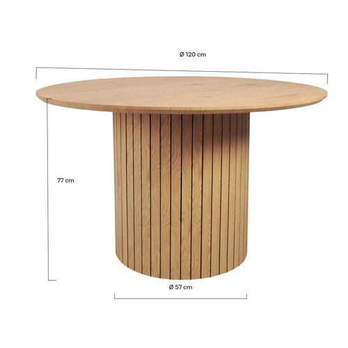 Table à Manger Bahia 6 Personnes Diamètre 120 Cm / Décor Chêne Artisan