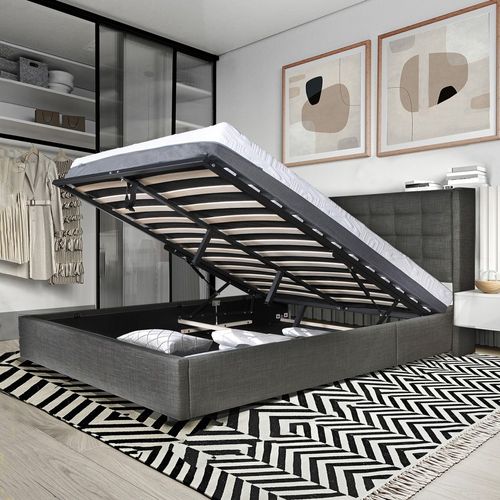 Lit Coffre Wembley 160x200 + 1 Sommier / Gris Foncé