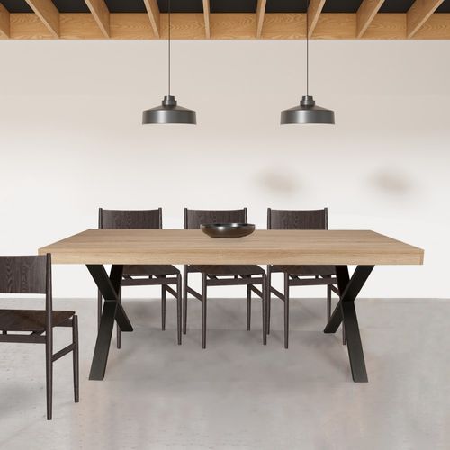 Table à Manger Cadix, 8 Personnes, 180 X 90 Cm / Décor Chêne Blanchi