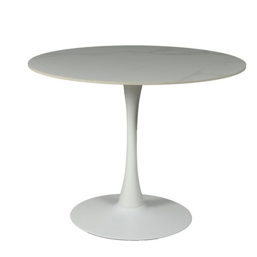 Table à Manger Ronde Isa En Pierre, 4/5personnes, D.100 Cm/ Blanc