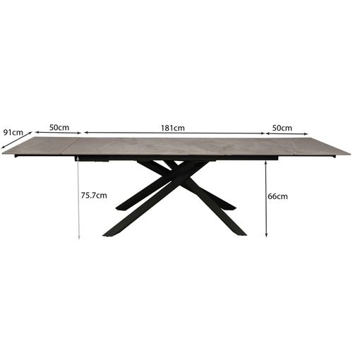 Table à Manger Extensible En Pierre Osiris - 180x90cm + 2 Allonges De 50cm - 12 Personnes - Gris