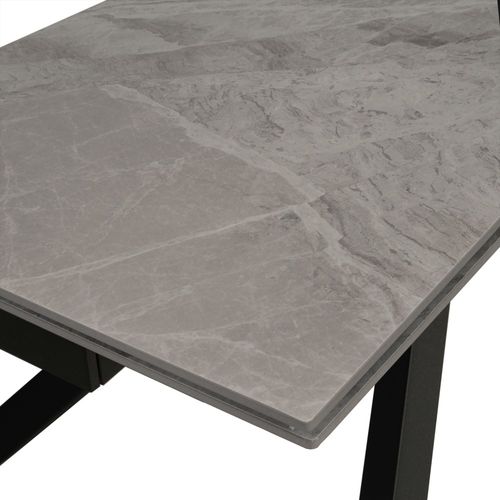 Table à Manger Extensible En Pierre Osiris - 180x90cm + 2 Allonges De 50cm - 12 Personnes - Gris