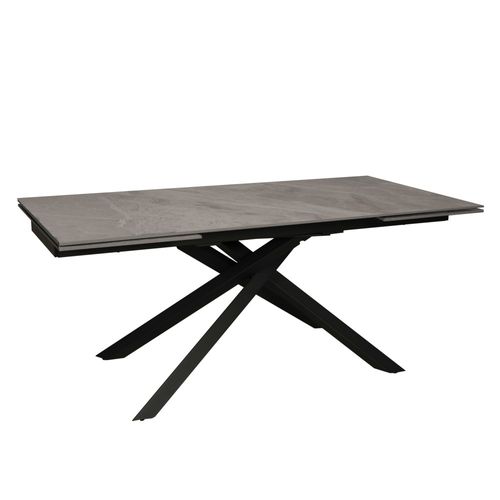 Table à Manger Extensible En Pierre Osiris - 180x90cm + 2 Allonges De 50cm - 12 Personnes - Gris