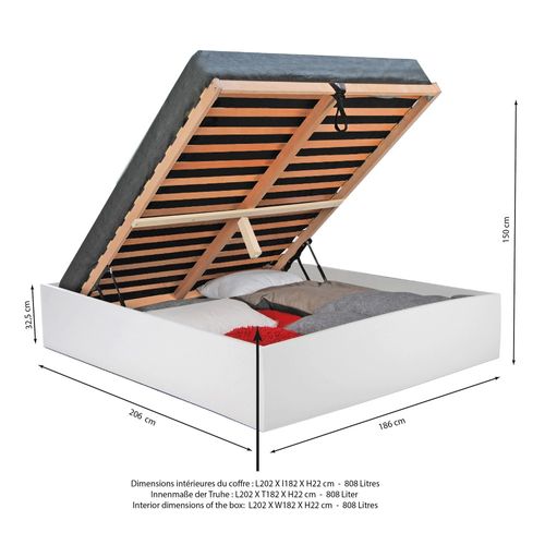 Lit Coffre Bilbao 180x200 Cm + Sommier / Blanc
