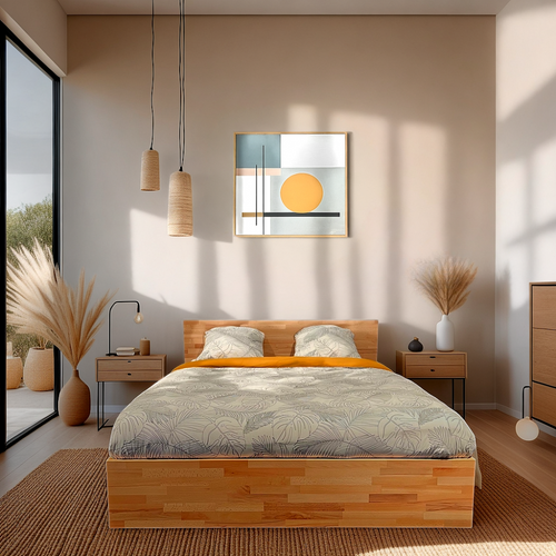 Lit Coffre 160x200cm Milo Avec Tête De Lit + Sommier/ Hêtre Massif Huilé