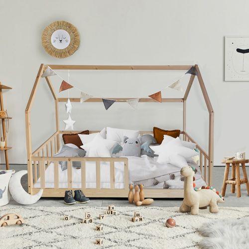 Lit Cabane Kiwi 90x190 Avec Sommier Et Matelas /naturel