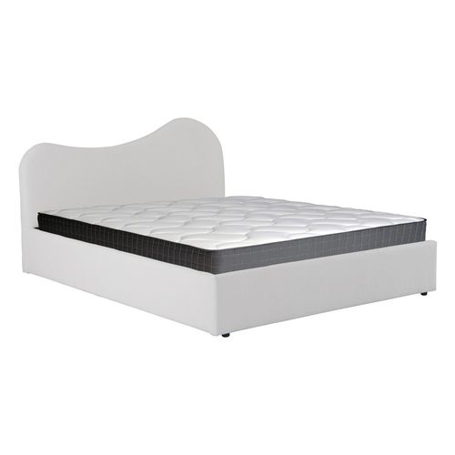 Lit Coffre 140x190 Cm Cocoon+ Sommier / Tissu Bouclette Blanc