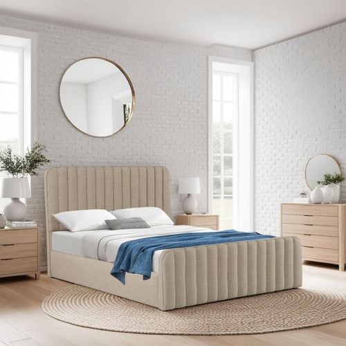 Lit Coffre 140x190 Cm Neva + 1 Sommier / Beige