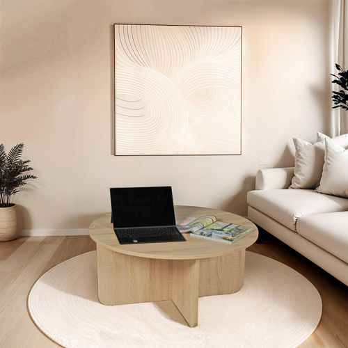 Table Basse Dali Diamètre 80 Cm / Décor Chêne Blanchi