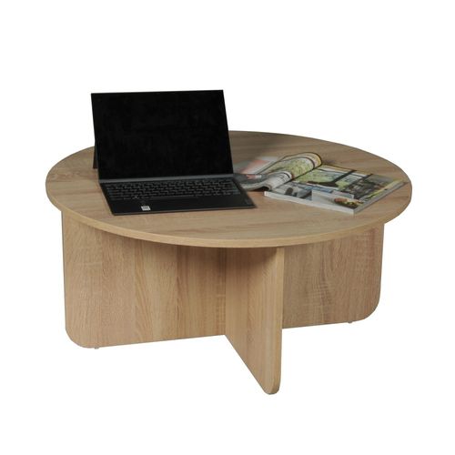 Table Basse Dali Diamètre 80 Cm / Décor Chêne Blanchi