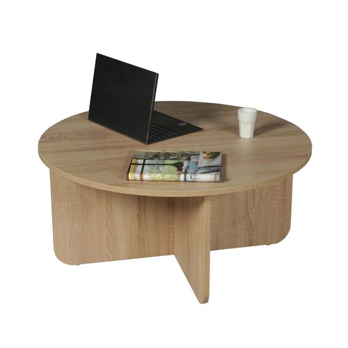 Table Basse Dali Diamètre 80 Cm / Décor Chêne Blanchi