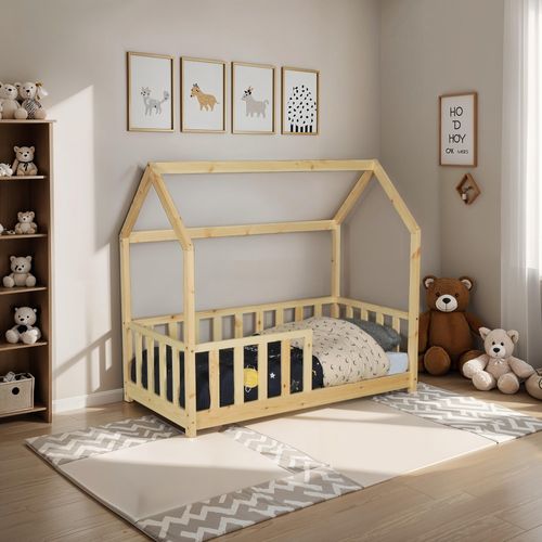 Lit Cabane Kiwi 70x140 Avec Sommier Et Matelas /naturel