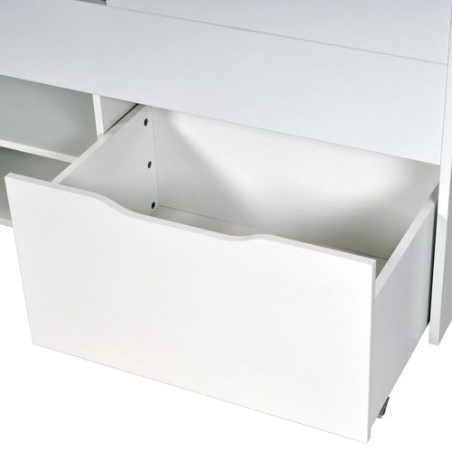 Lit Mi-hauteur 90x190 Cm Elio Avec Sommier Et Rangements / Blanc