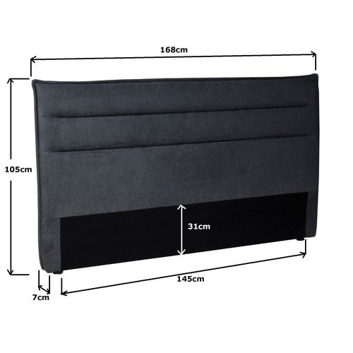 Tête De Lit En Tissu Daphne, Compatible Avec Lits 140 Et 160cm, Gris Foncé