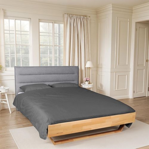 Tête De Lit En Tissu Daphne, Compatible Avec Lits 140 Et 160cm, Gris Clair