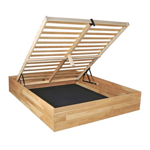 Lit Coffre 140x200cm Ben + Sommier/ Chêne Massif Huilé