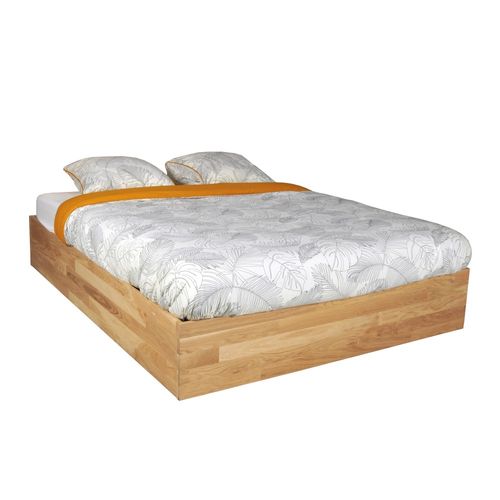 Lit Coffre 140x200cm Ben + Sommier/ Chêne Massif Huilé