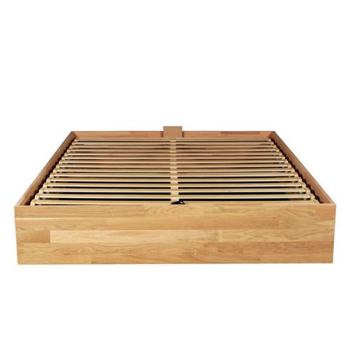 Lit Coffre 160x200cm Ben + Sommier/ Chêne Massif Huilé